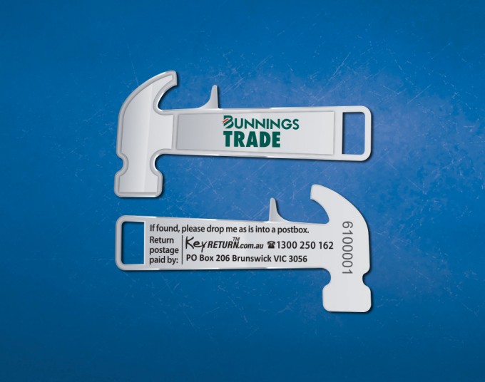 Bunnings Trade branded keyring Front & Back KeyReturn